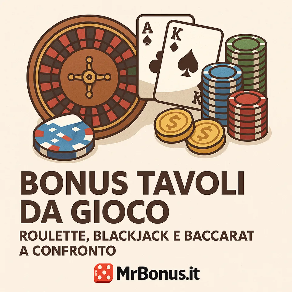 Roulette, carte da blackjack e fiches: copertina della guida ai bonus per i giochi da tavolo