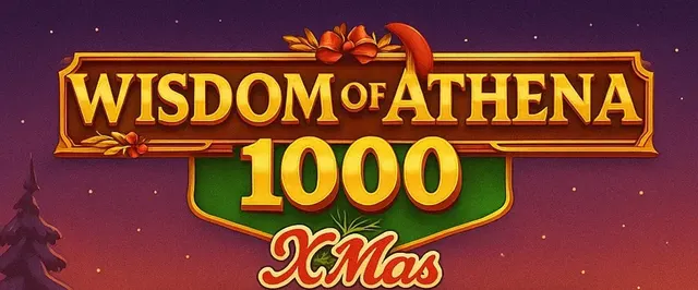 Il logo della slot Wisdom of Athena 1000 Xmas su un paesaggio invernale